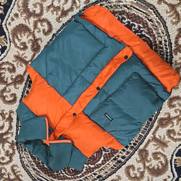 Vintage Hunter Orange Down Vest Puffer Vest Puffy Hunting Green Western Cowboy - Picture 3 of 16
